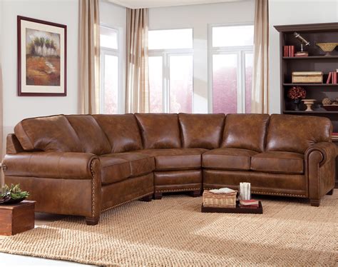 Traditional 3 Piece Sectional Sofa With Nailhead Trim By Smith Brothers