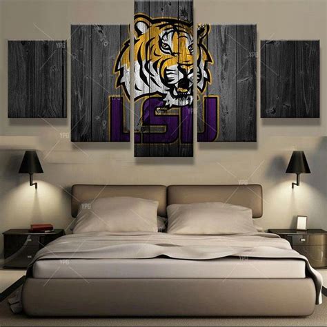 Lsu Tigers College Football Canvas Barnwood Style Hockey Bedroom Ice