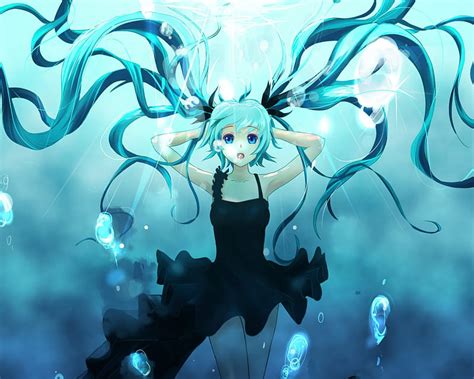 1080p Free Download Deep Sea Pretty Wet Dress Float Hatsune Miku