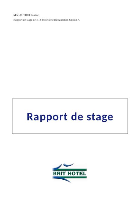Docx Rapport De Stage Hotellerie Dokumentips