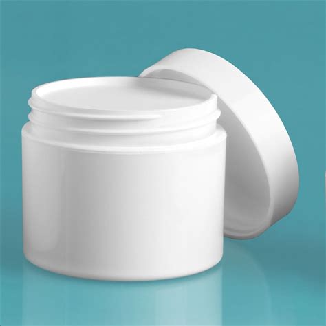 Sks Bottle And Packaging 2 Oz White Polypro Double Wall Jars W White Smooth Lined Caps