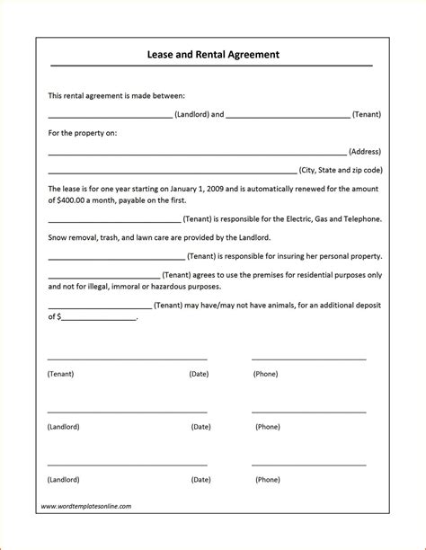 Sample Blank Rental Agreement Free Documents In Pdf Word Images And