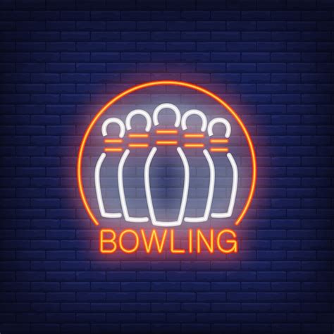 Bowling Neon Sign With Skittles And Round Frame Night Bright