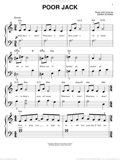 This Is Halloween Guitar Tabs Nightmare Before Christmas - Elfman - Poor Jack (from The Nightmare Before Christmas) sheet music