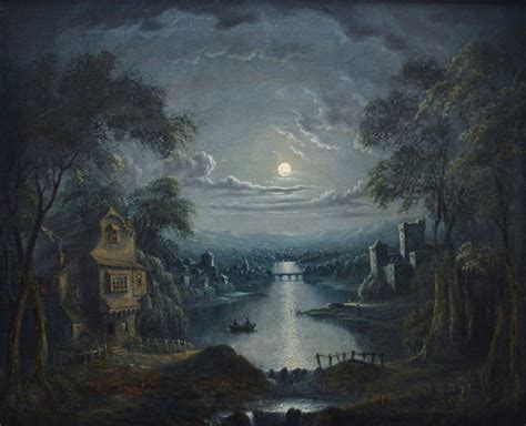 By Moon Light Fine Art Moonlight Painting Landscape Paintings