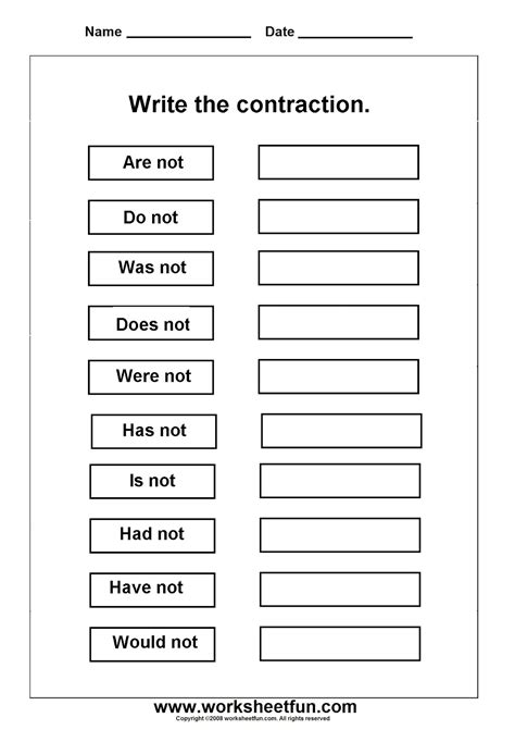 Contractions Worksheets For Grade 2