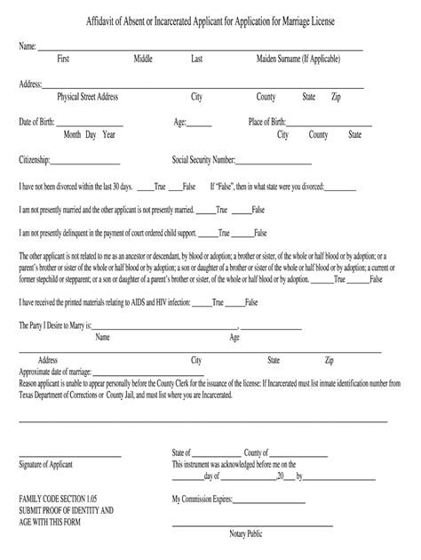 Texas Proxy Marriage Form Fill Online Printable Fillable Blank