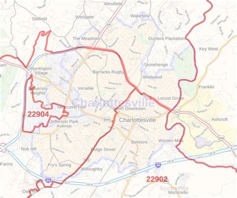 Charlottesville City Zip Code Map Virginia Charlottesville City