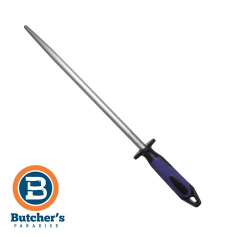 butcher s 12 fdick knife sharpening steel fine cut round black blue handle 30cm butchers