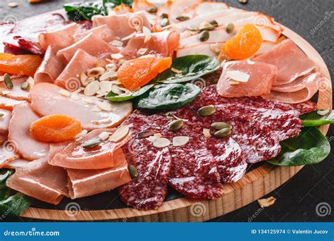 Antipasto Platter Cold Meat Prosciutto Slices Ham Beef Jerky Salami