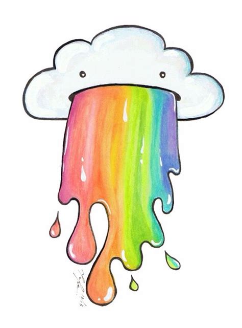 Cloud Barfing Rainbows Easy Cartoon Drawings Easy Drawings