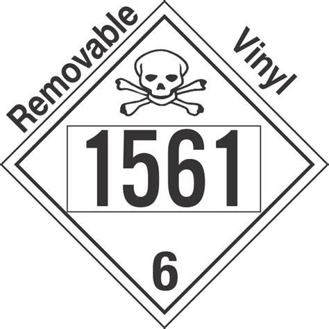 Poison Toxic Class 6 1 UN1561 Removable Vinyl DOT Placard