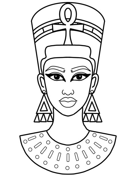 Nefertiti Pre Drawn Outline DIY Canvas Paint Party Instant Download For Adults Egypt Queen Png