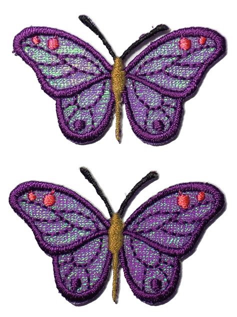 Purple Butterflies Embroidered Iron On Appliques