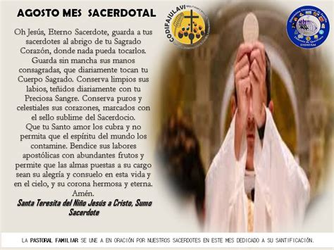 OraciÓn Por La SantificaciÓn De Los Sacerdotes En Este Mes De Agosto