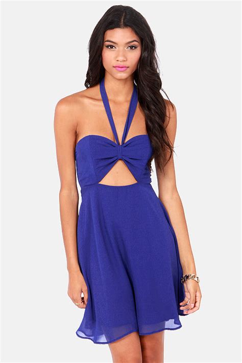 Sexy Blue Dress Halter Dress Cutout Dress 41 00 Lulus