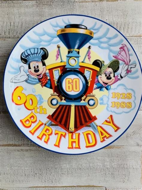 Disney Mickey And Minnie Mouse 60th Birthday Collector Plate With Coa And