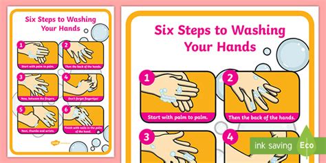Six Steps To Wash Your Hands Poster Teacher Made