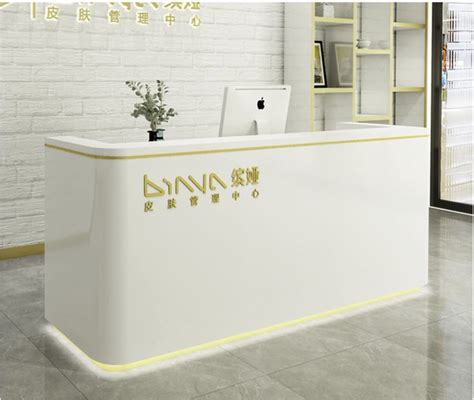 Lite Luxury Morandi Colors Wood Painting Reception Desk For Beauty Spa