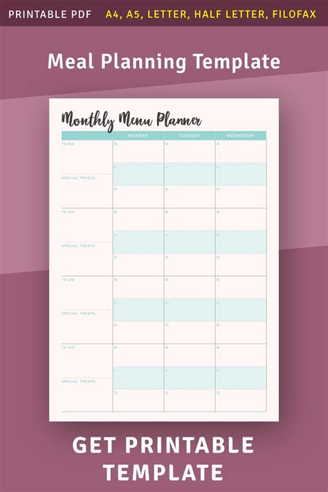 A Meal Planner With The Text Get Printable