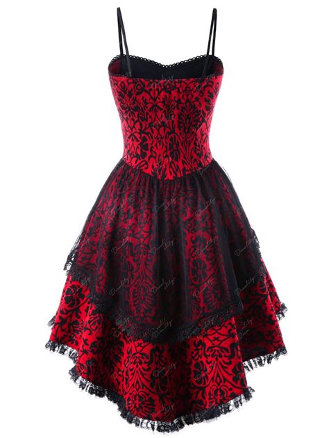 2018 Plus Size Layered Dip Hem Corset Dress Red Xl In Plus Size Dresses Online Store Best Deep