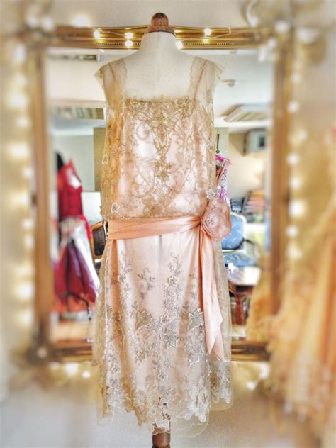 Maude By Joanne Fleming Design Pale Blush Pink Silk Satin And Embellished Tulle Flapper Dress