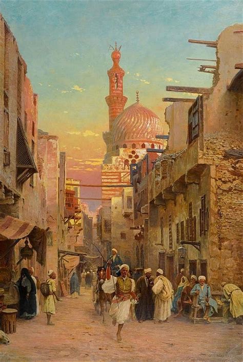 Street Scene In Cairo By Otto Pilny 1903 Islamic Paintings Street