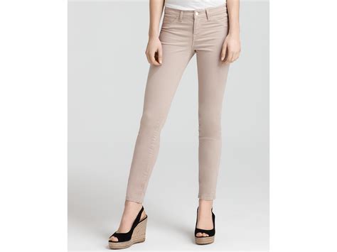 Lyst J Brand Mid Rise Luxe Twill Skinny Jeans In Nude In Natural