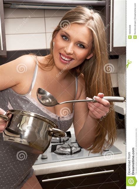 Housewife Tasting Stock Photo Image Of Kitchen Cooker 18329408