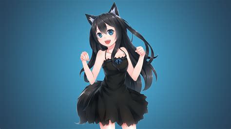 2560x1440 Anime Anime Girls Cat Girl Animal Ears Nekomimi Dress