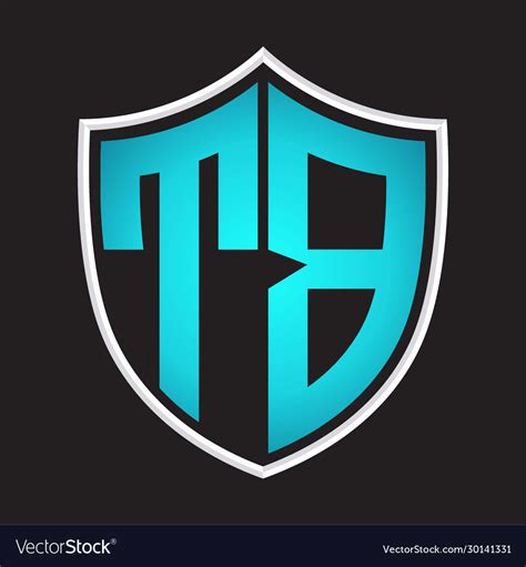 Tb Logo Monogram With Shield Shape Isolated Blue Vector Image