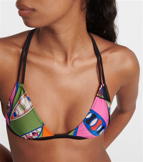 Bedrucktes Bikini Oberteil In Multicolor Pucci Mytheresa