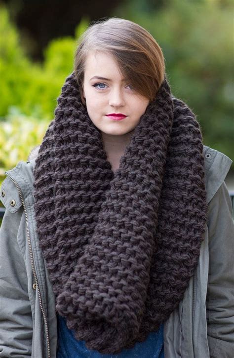 Long Brown Chunky Scarf Knit Scarf Brown Scarf Claire Cowl Etsy