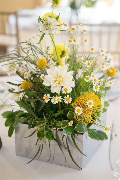 Green And Yellow Wedding Centerpiece Texture And Free Form Flowers
