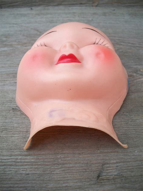 Large Vintage Latex Dimple Doll Face Mask Black Etsy