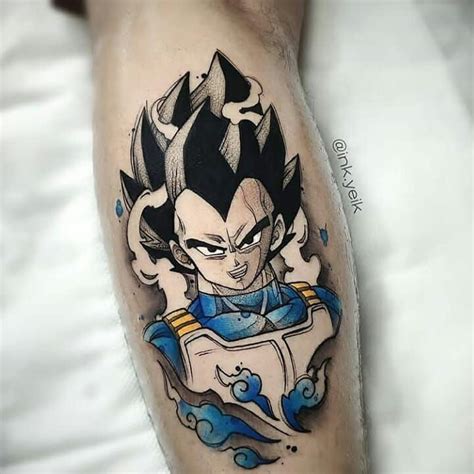 A Tattoo On The Leg Of A Person With A Blue And White Dragon Head In It