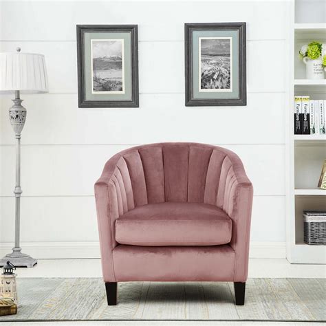 Velvet Oyster Tub Chair Armchair Seat Home Living Room Bedroom Lounge