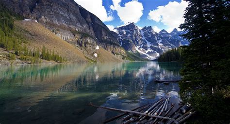 Valley Of The Ten Peaks Lake Mountains Trees Landscape Lake Moraine