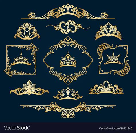 Victorian Style Golden Decor Elements Royalty Free Vector