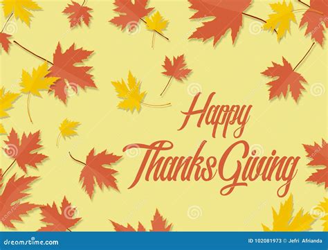 Happy Thanksgiving Day Maple Leaf Autumn Leaves Stock Illustration