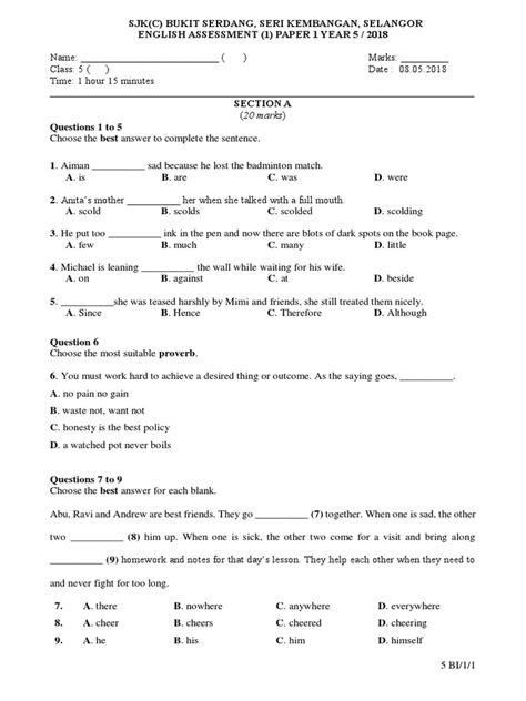 Schools are a form of prison, that limit students' learning and education.' English Year 5 Paper 1 | Kitchen | Question