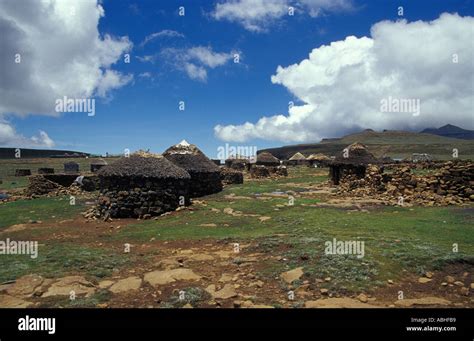 Huts Of The Basotho People Sani Pass Lesotho Africa Stock Photo Alamy