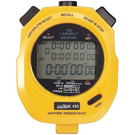 Ultrak 495 100 Lap Memory Stopwatch Yellow A94 731 Anthem Sports