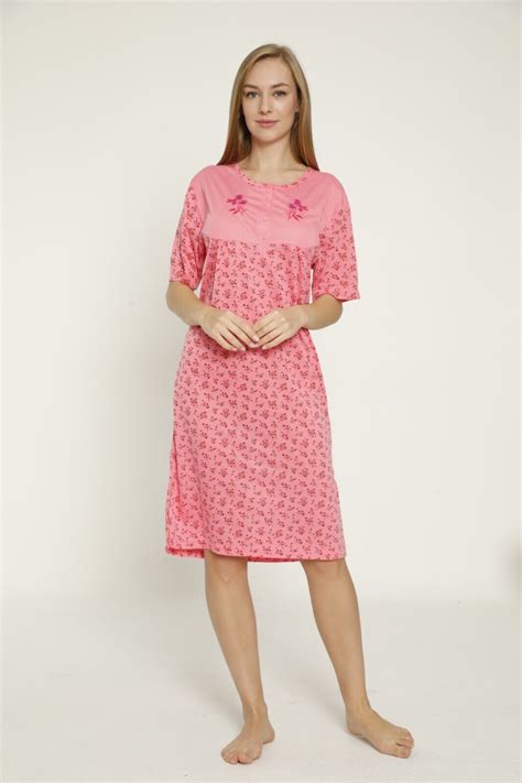 Ladies Short Sleeve Night Dress Cotton Mix Jersey Sizes 8 18 Night Shirt Nightie Ebay