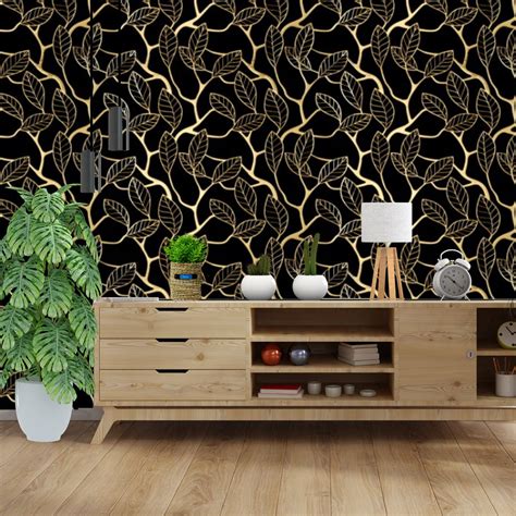 Vintage Gold And Black Lattice Wallpaper Traditional Non Etsy
