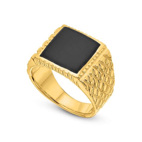 Gold Onyx Ring Black Onyx Ring Men 14k Gold Plated Ring