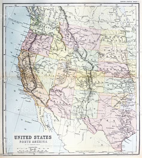 Antique Map Of Western United States Stock Illustration Download