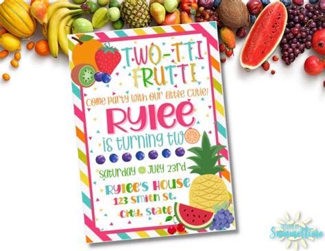 Editable Two Tti Frutti Birthday Invitations Tutti Frutti Etsy