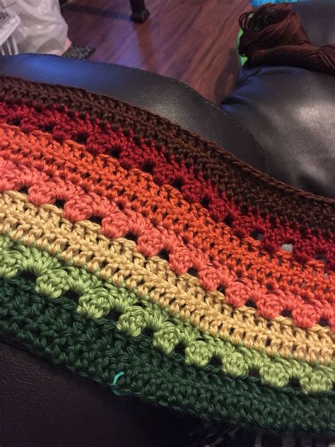 Crochet Blanket In Autumn Colors Using Caron Simply Soft Yarn