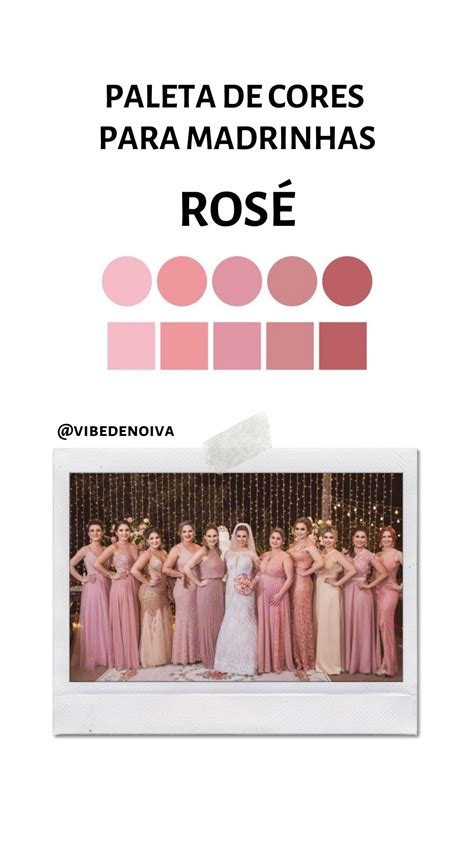 Paleta de cores Rosé Cores para casamento Cores para padrinhos de